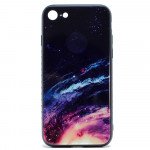 Wholesale iPhone 8 Plus / 7 Plus Design Tempered Glass Hybrid Case (Galaxy)